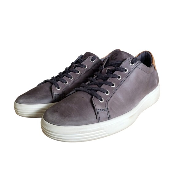 ECCO Men's Soft 7 Street Leather Lace-up Sneakers, Moonless/Amber, Size 8-8.5/42 - Picture 1 of 11